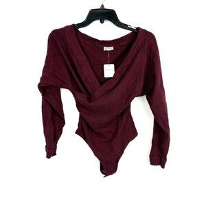 Free People Women’s Plum Long Sleeve Bodysuit Size S